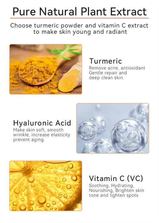 TURMERIC + VITAMIN C SKIN CARE Anti  Acne Dark Spot SET 7pcs. Facial scrub,Gel cleanser,Clay mask, Toner,Serum,Facial oil