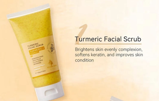 Vitamin C and Turmeric Face Scrub Cream Organics Microdermabrasion Facial Scrub Exfoliating Clears Blackheads Improve Dark Spot Acne with Strawberry Extract Exfoliator