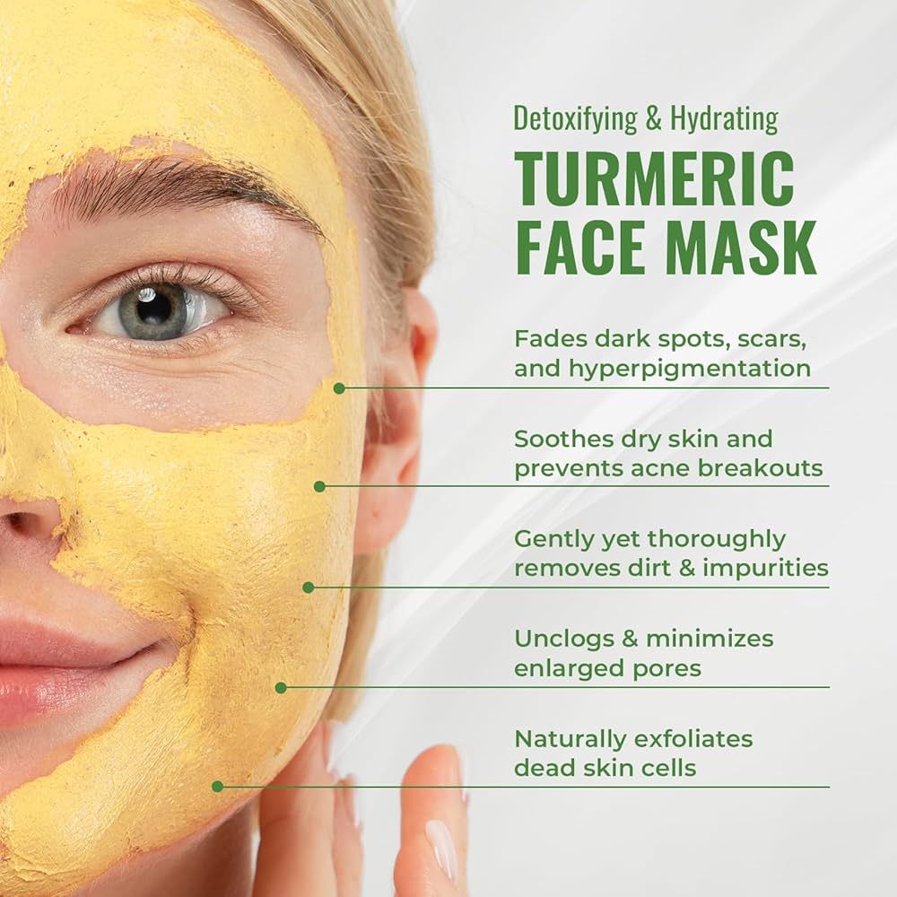 Turmeric vitamin C cleaning facial mask Turmeric mud facial mask deep cleaning facial mask Vitamin C smearing facial mask Perfect gift for Christmas, Halloween, Carnival, Valentine's Day and New Year, Pore Refining,, Spalike, Brightening Mask, Clay Mask,