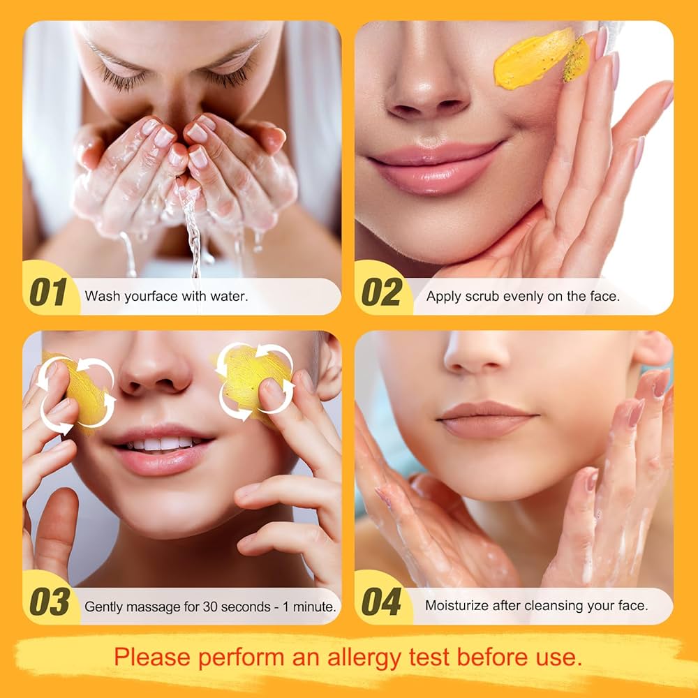 Vitamin C and Turmeric Face Scrub Cream Organics Microdermabrasion Facial Scrub Exfoliating Clears Blackheads Improve Dark Spot Acne with Strawberry Extract Exfoliator